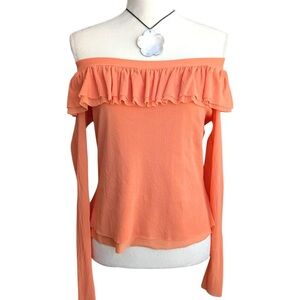 Elegant Off-Shoulder Ruffle Dress - Coral